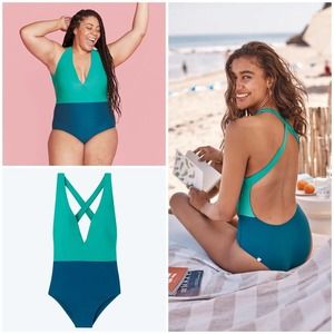 Summersalt The Deep Dive - Seaglass & Seaweed One Piece Swim Suit Sz 18